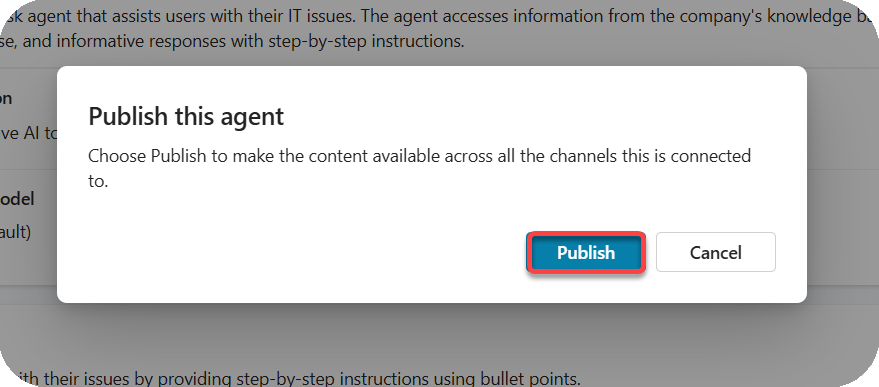 Publish confirmation
