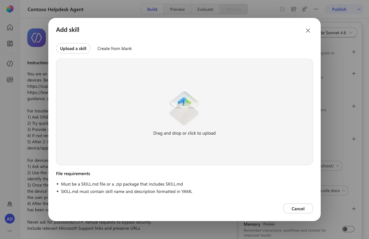 Upload or create from blank