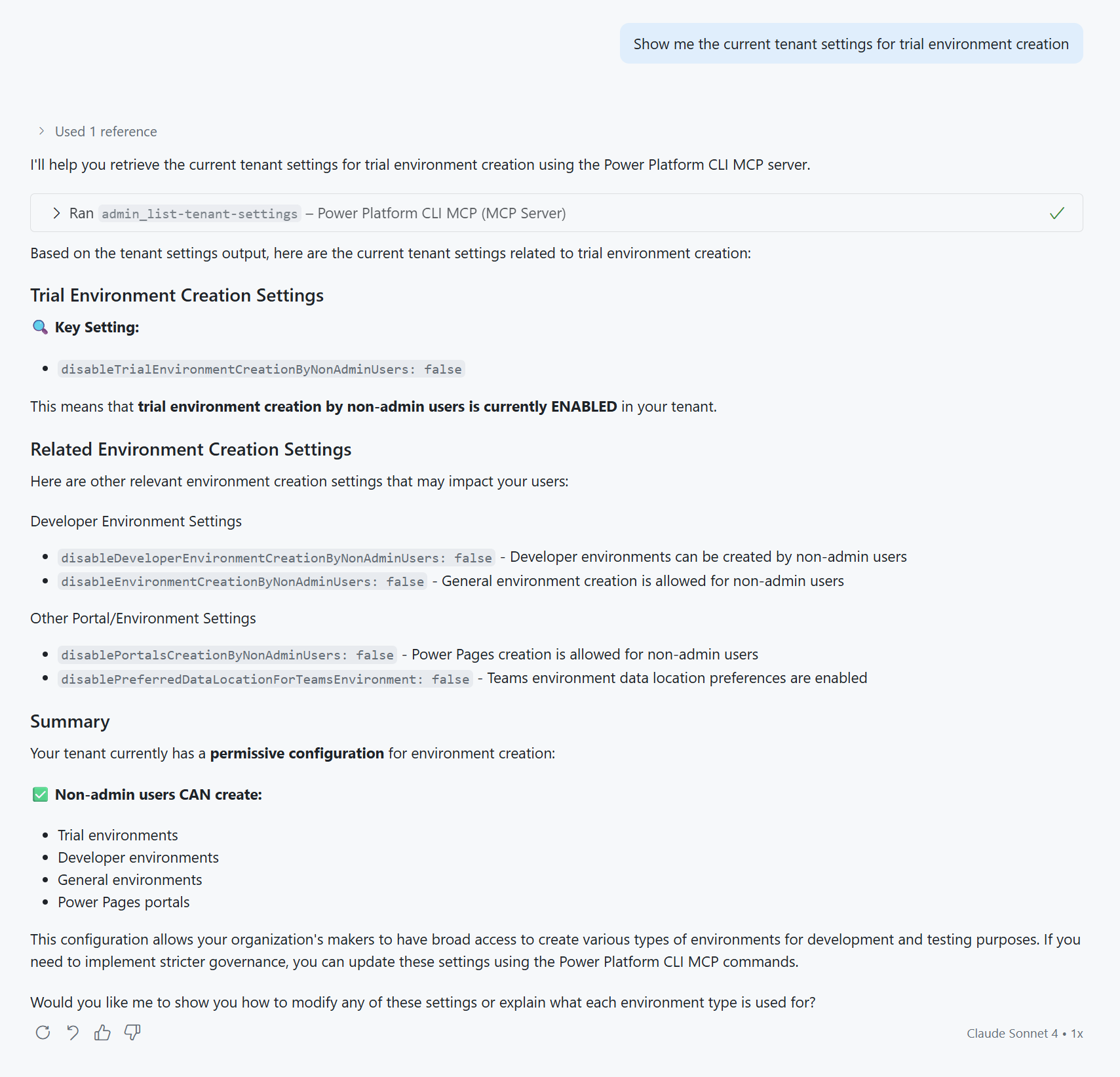 Show trial environment creation setting