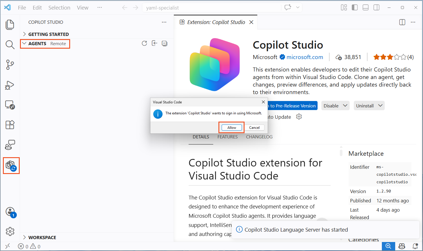 Sign in to Copilot Studio