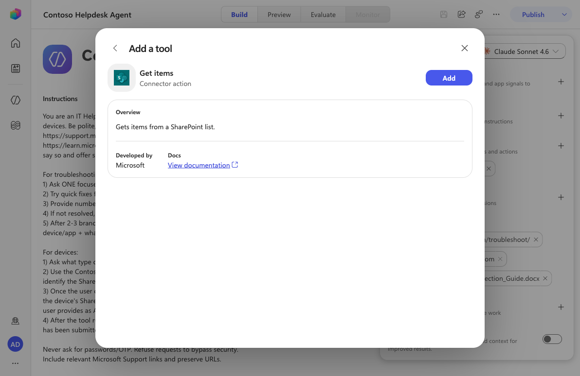 Add Get items