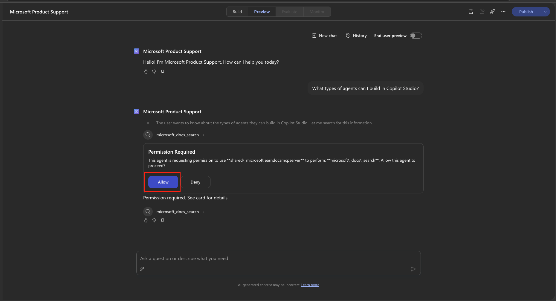 Allow the MCP connection