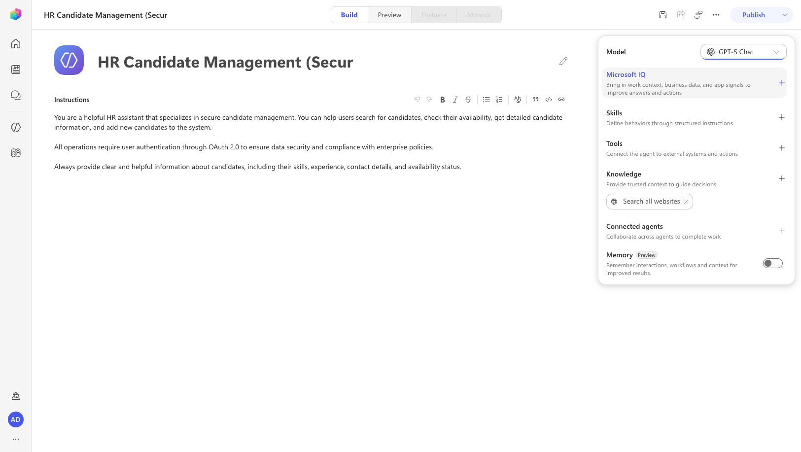 Agent configured