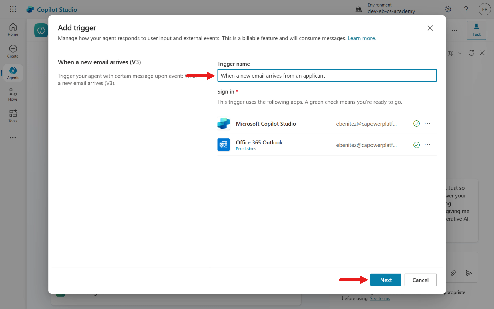 Update details for trigger name and check connection references