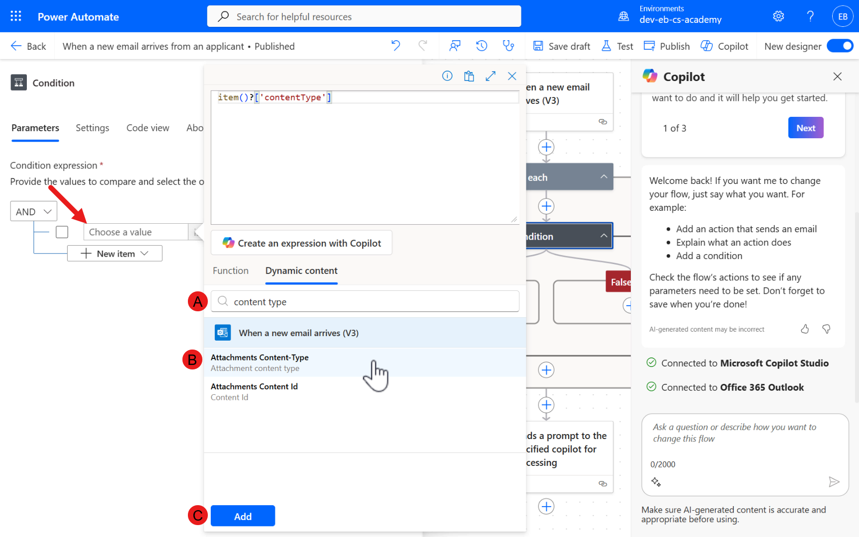 Configure Condition action