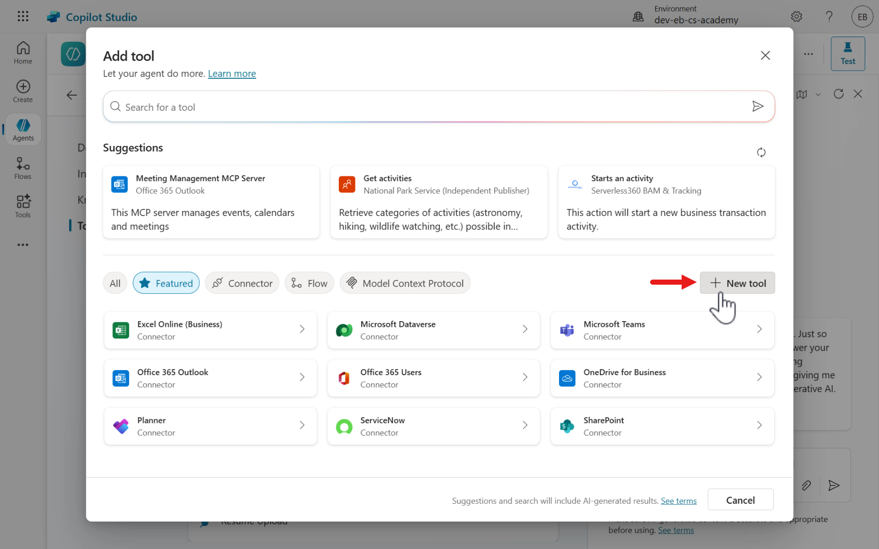 Select New Tool
