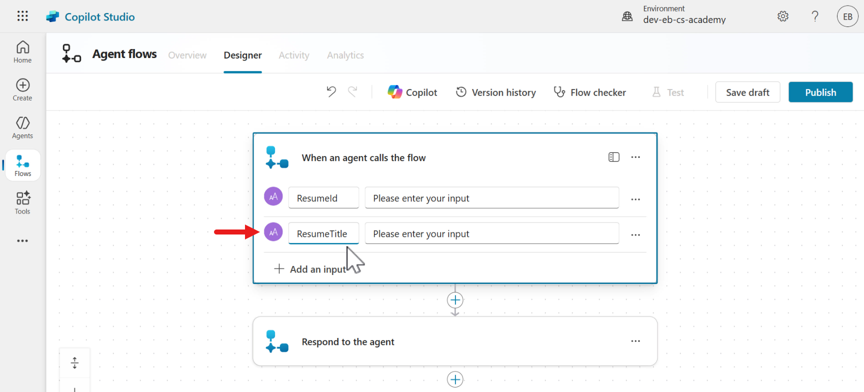 ResumeTitle input