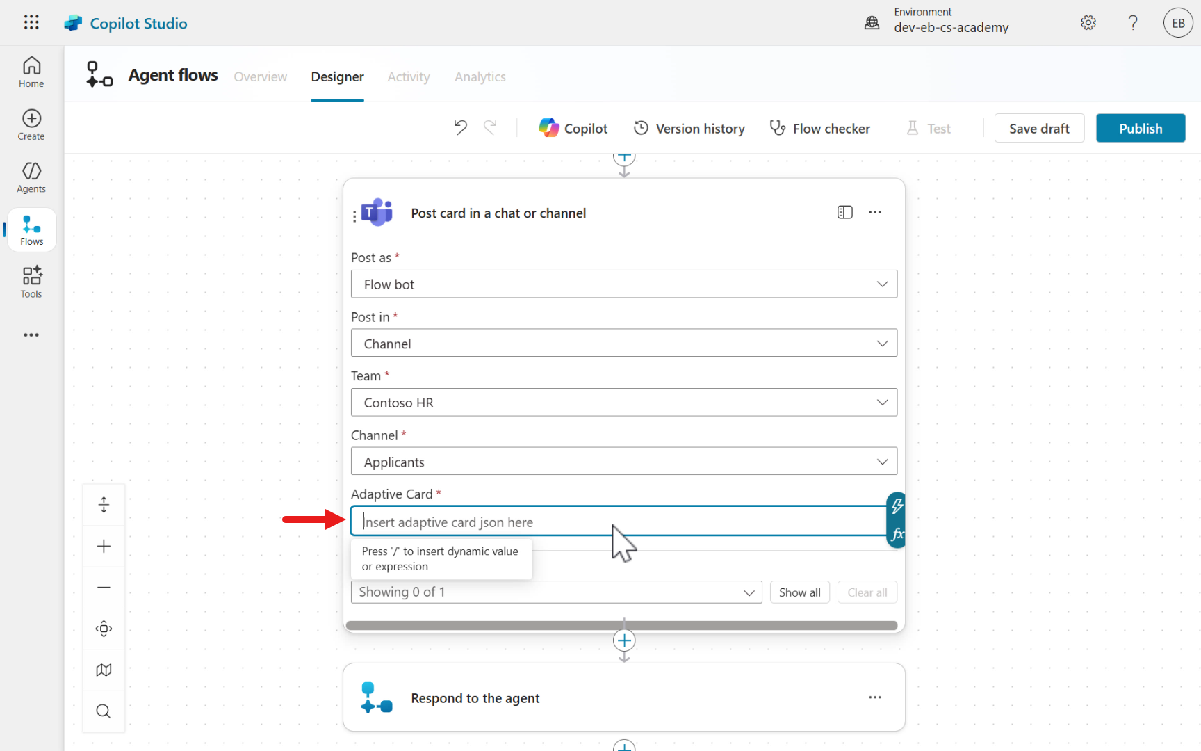 Select Adaptive Card field