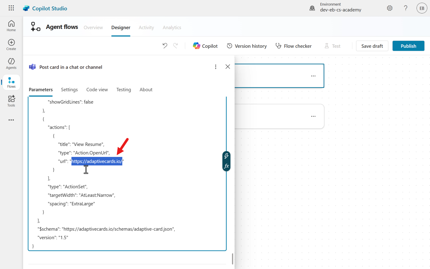 Delete Resume row URL placeholder