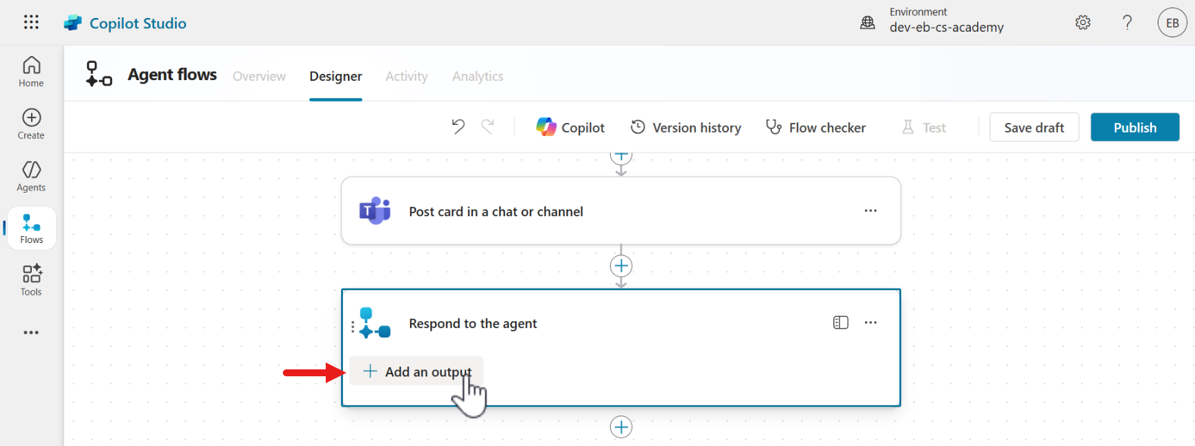 Select Add an output