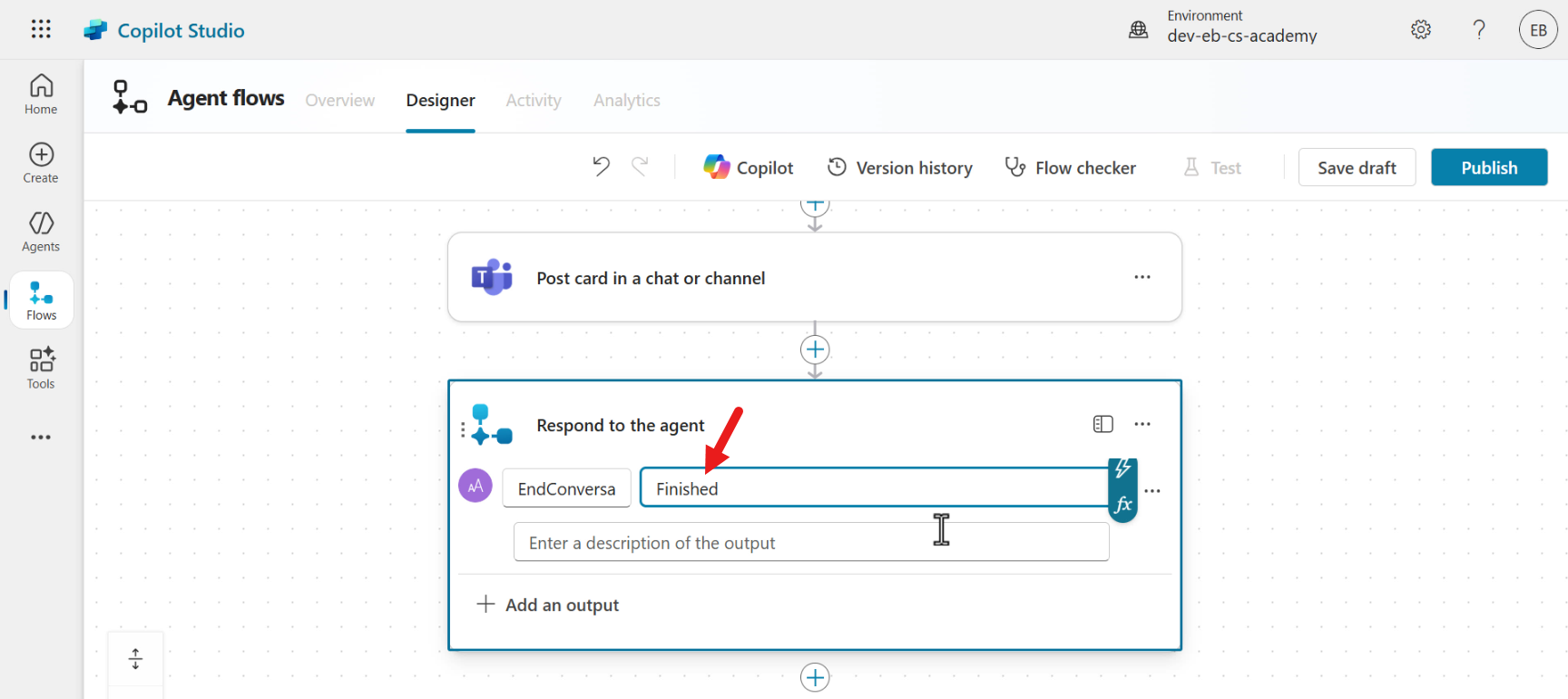 End Conversation Output value