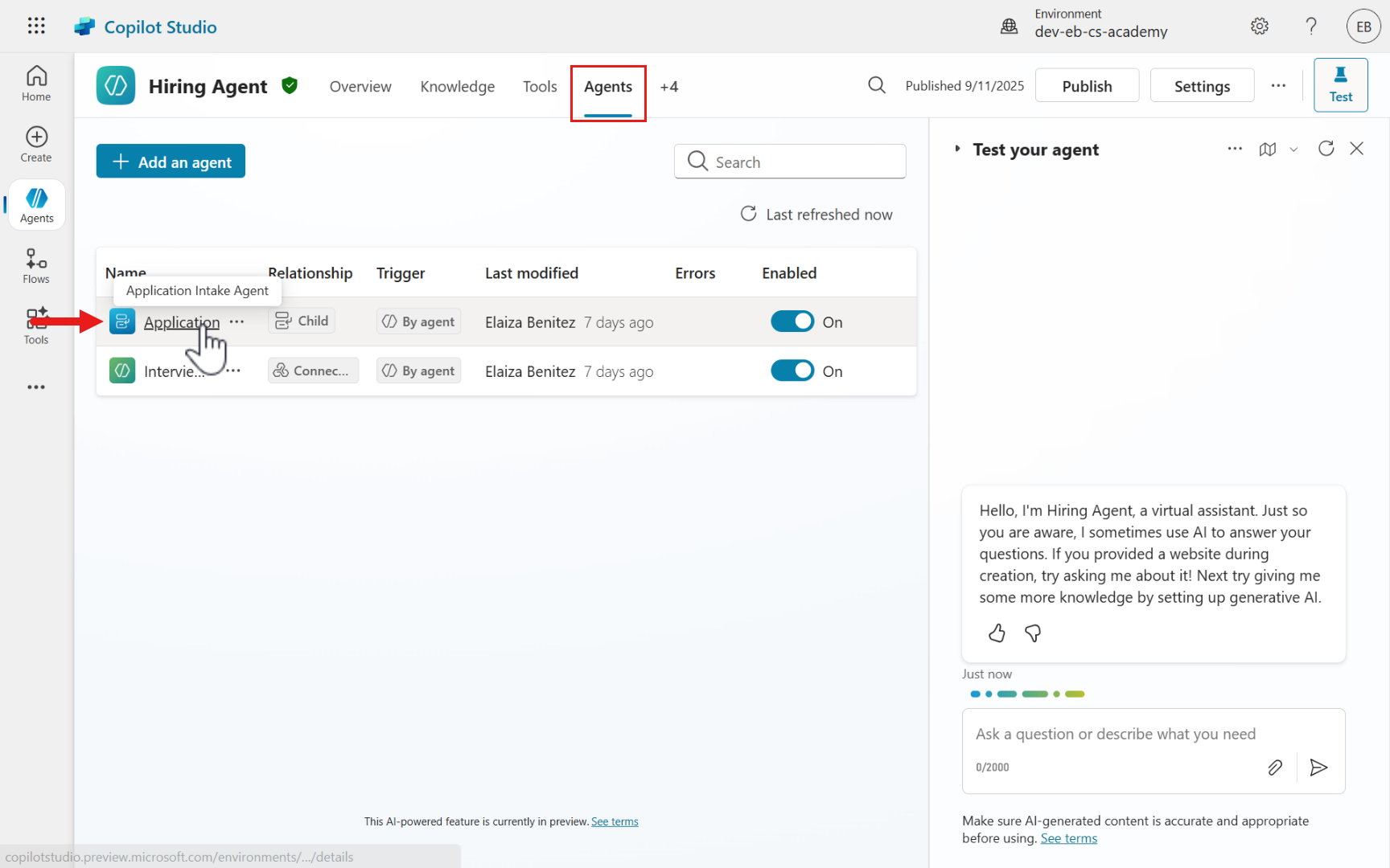 Select Application Intake Agent