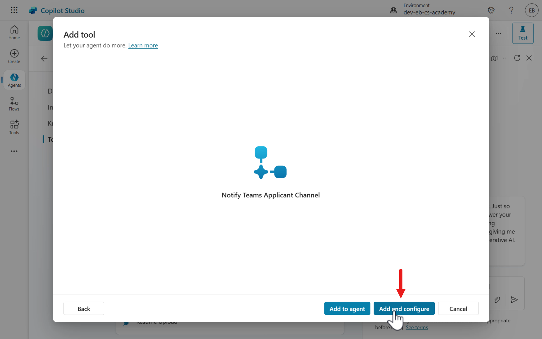 Select Add and configure