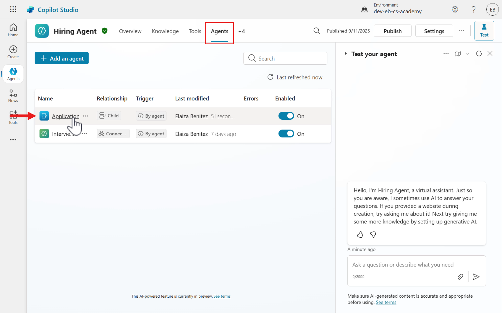 Select Application Intake Agent