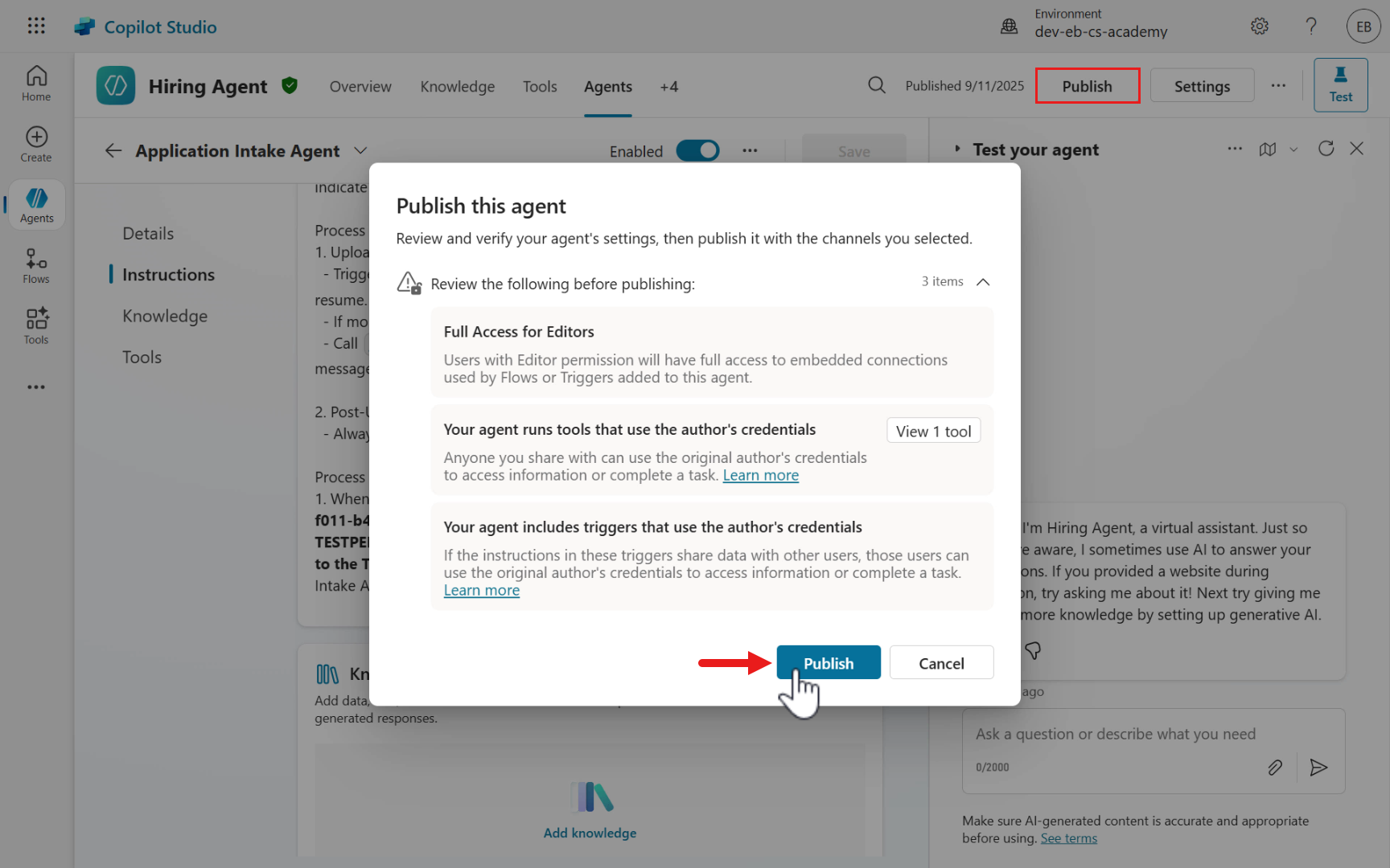 Publish Hiring Agent