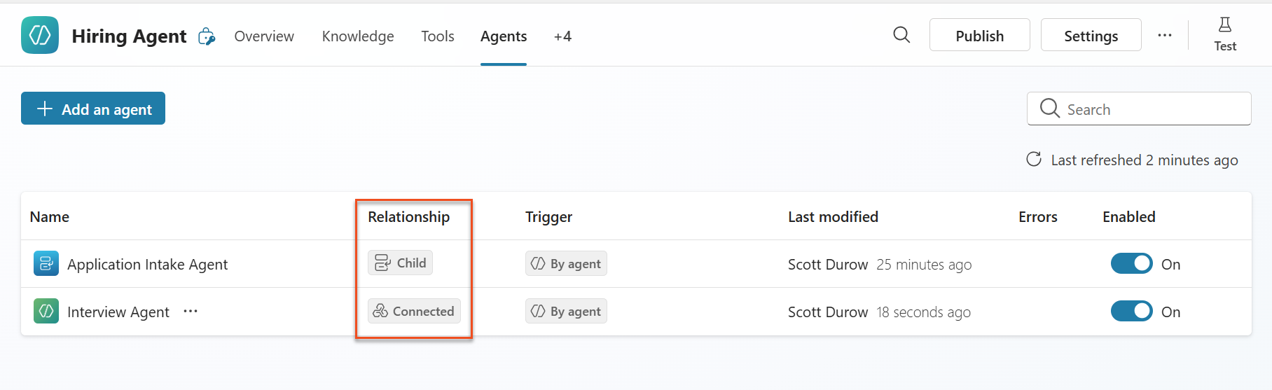 Child and connected agent