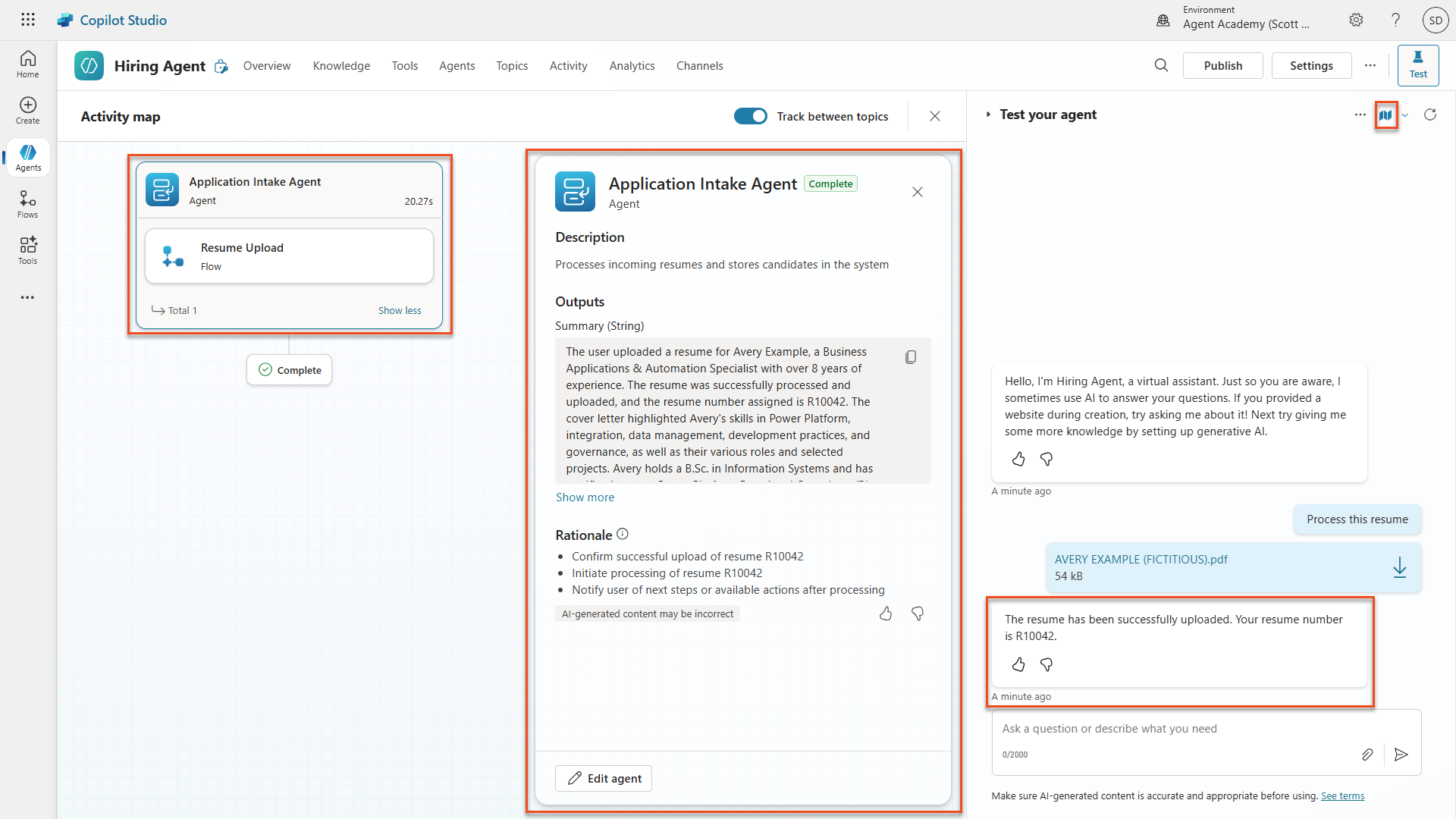 Upload Resume Activity Map