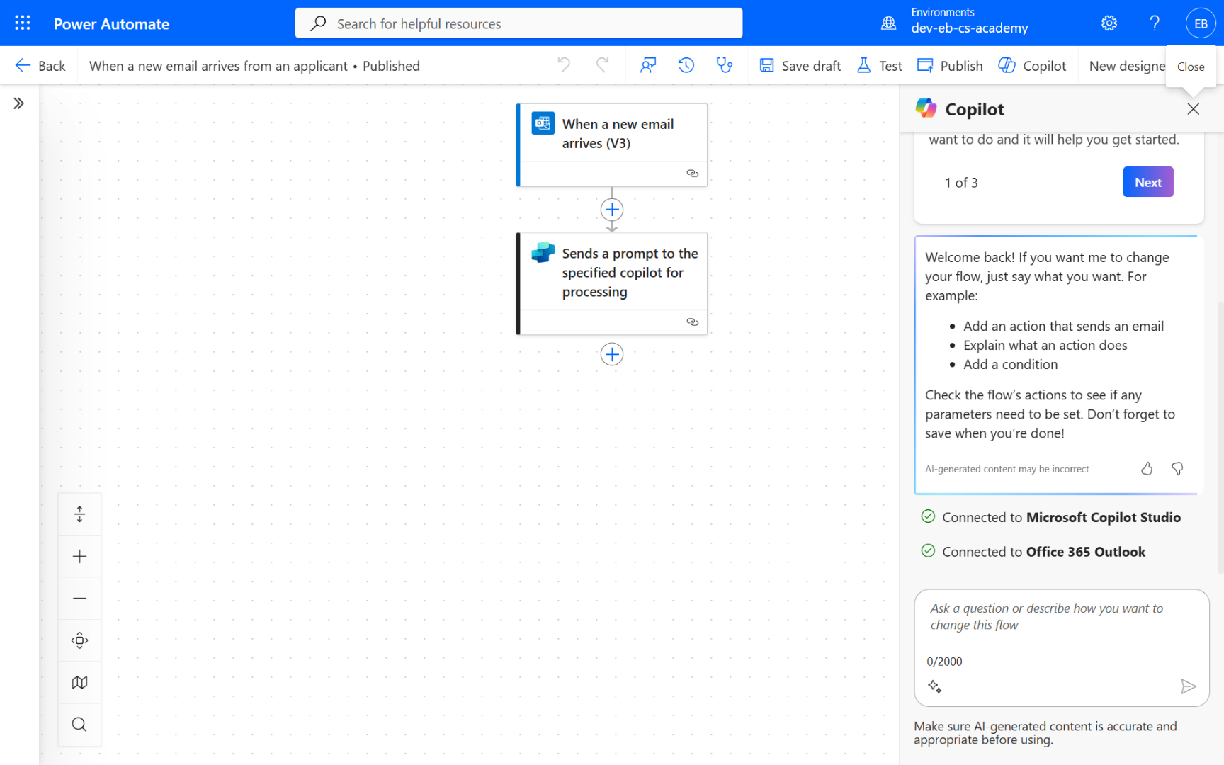 Flow designer in Power Automate maker portal