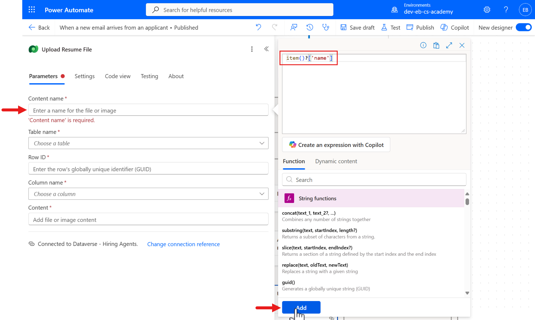Configure Content name parameter