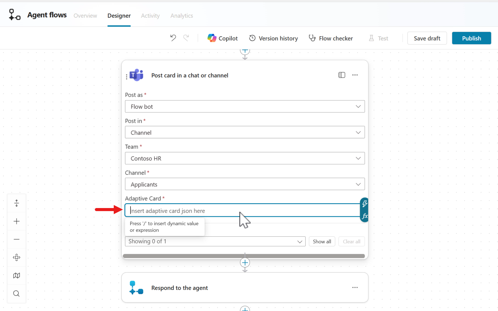 Select Adaptive Card field