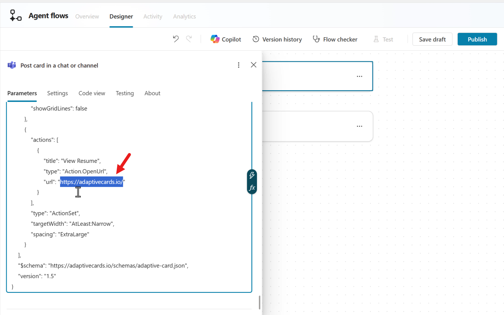 Delete Resume row URL placeholder