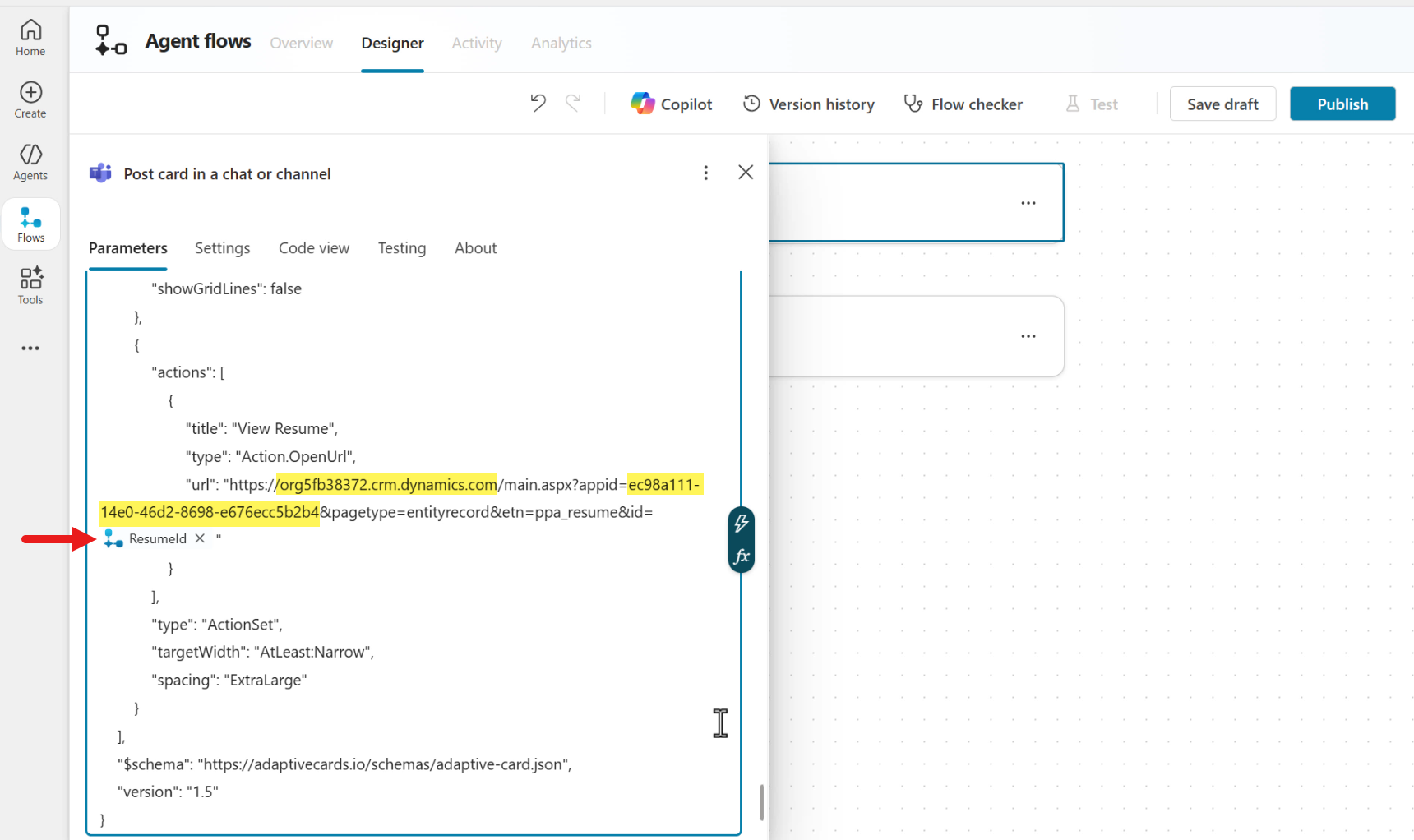 ResumeId dynamic content