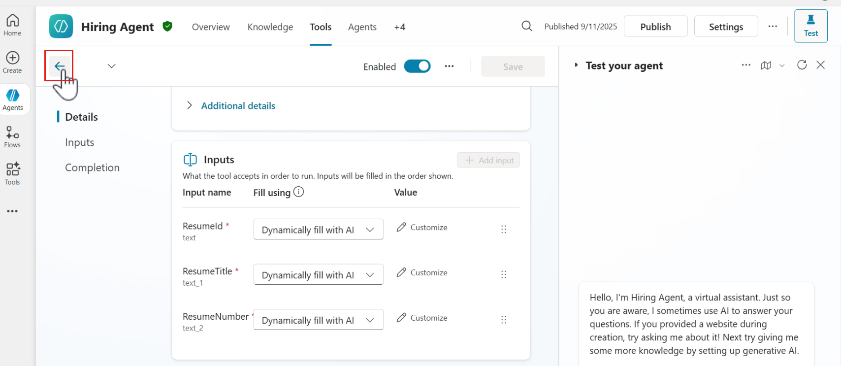 Select back arrow icon
