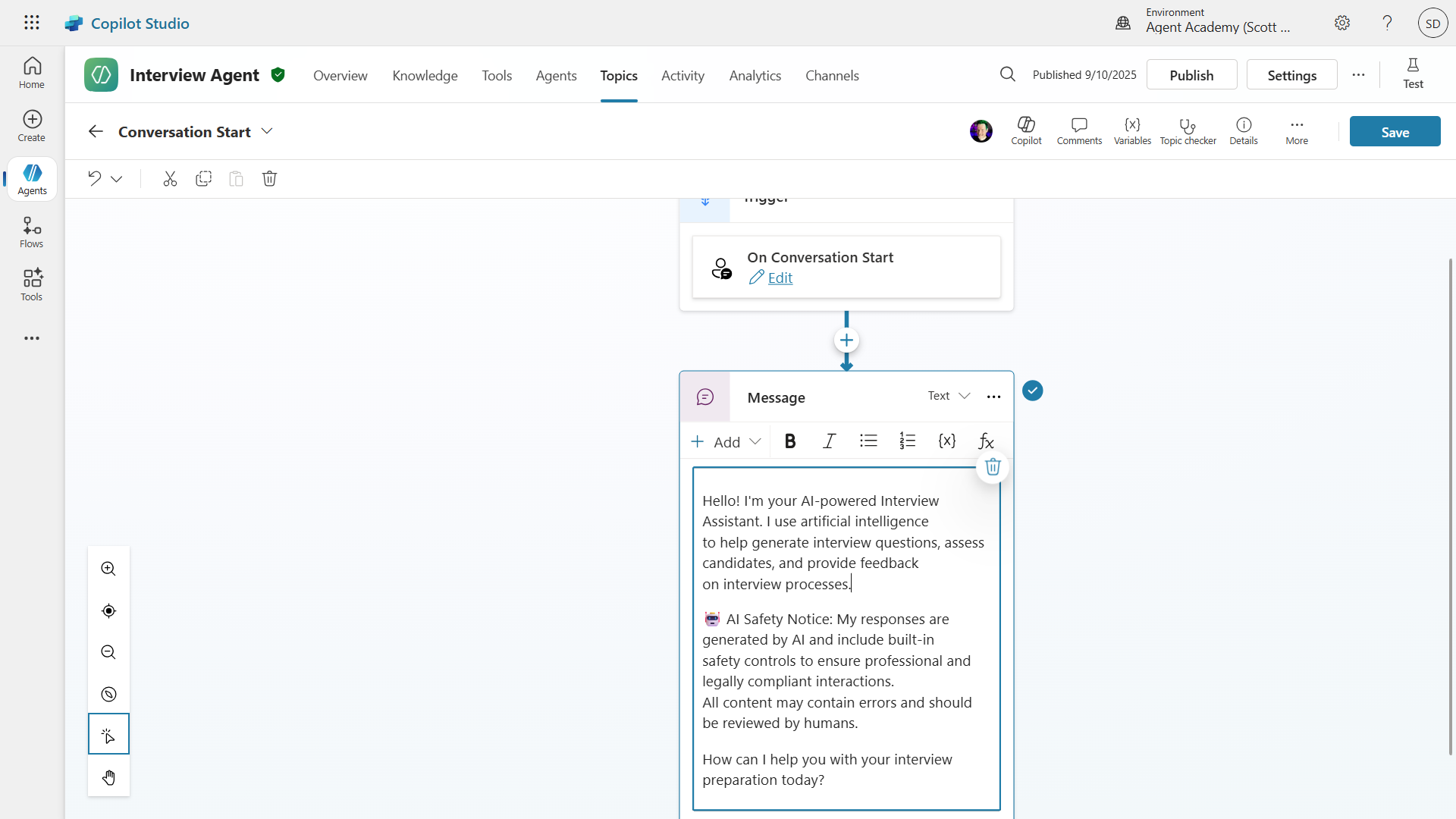 Edit Conversation Start Message