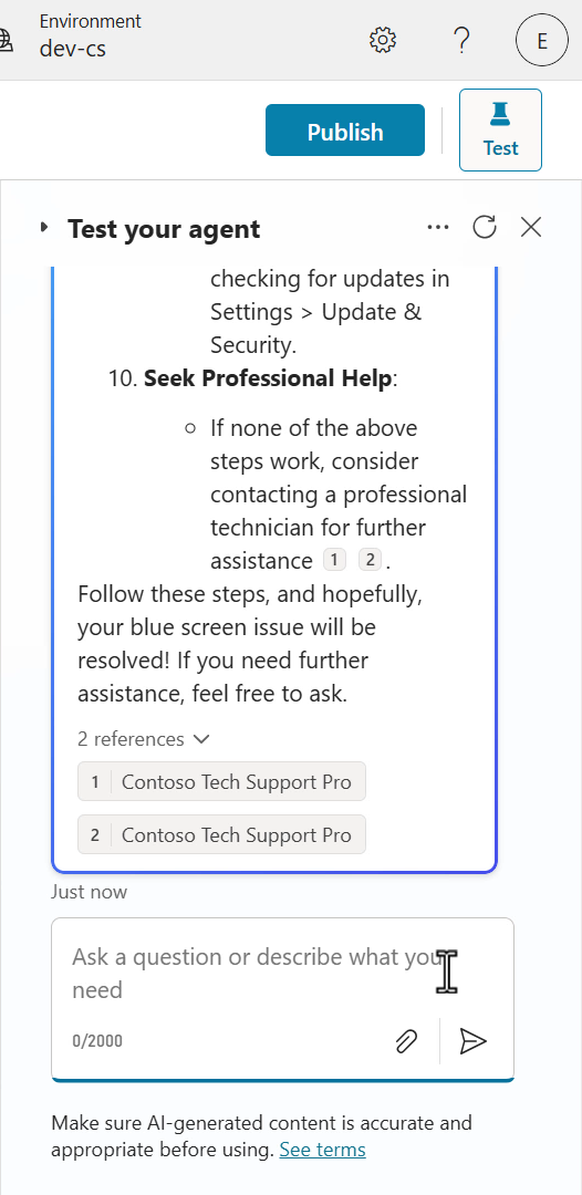 Prompt instructions