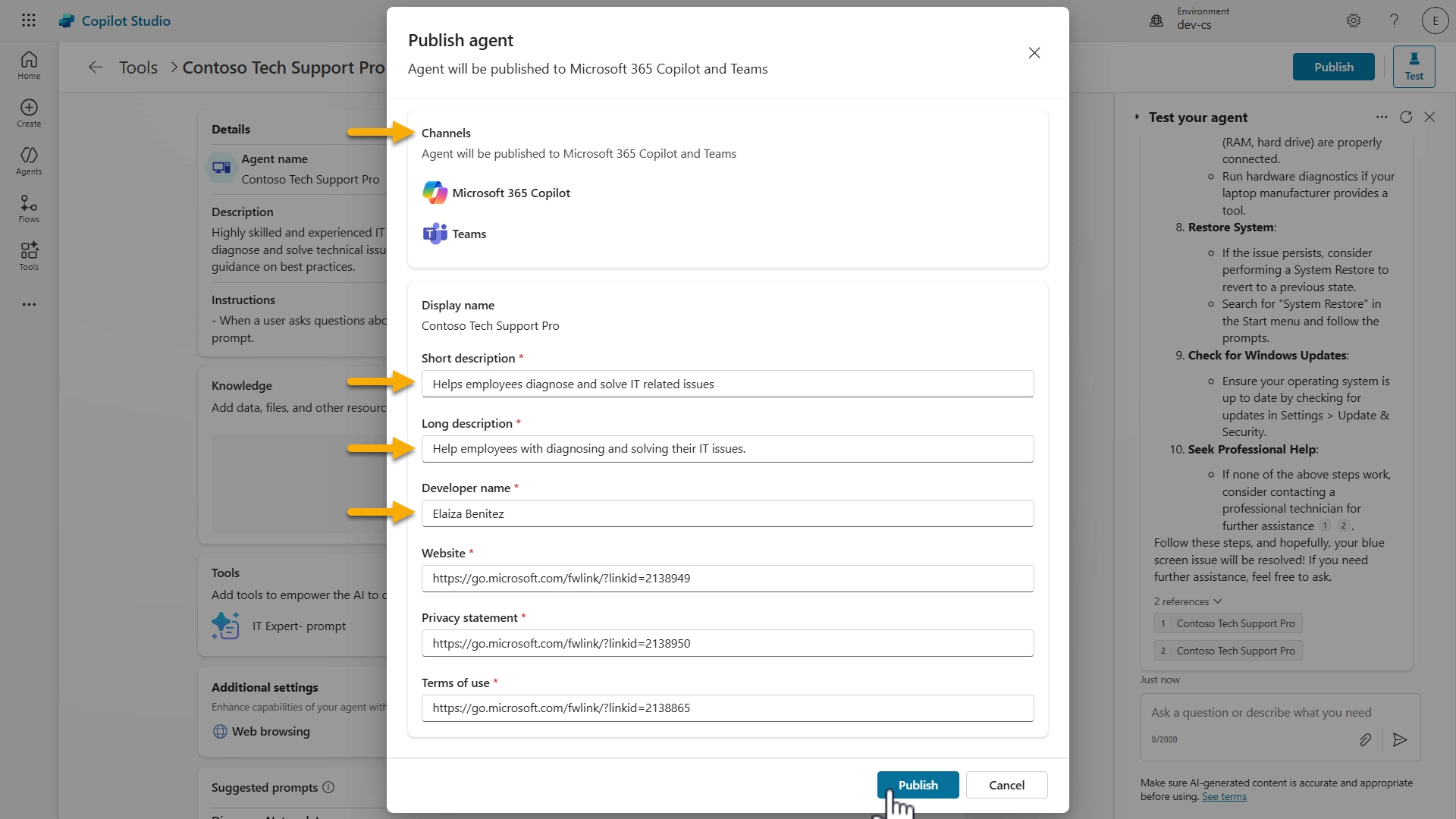 Agent app details