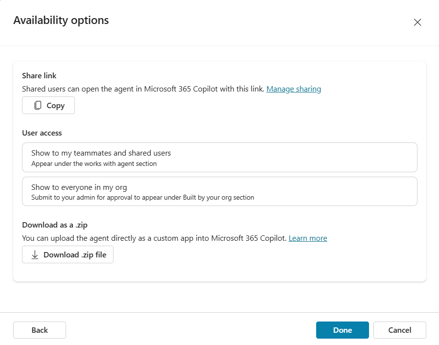 Availability options