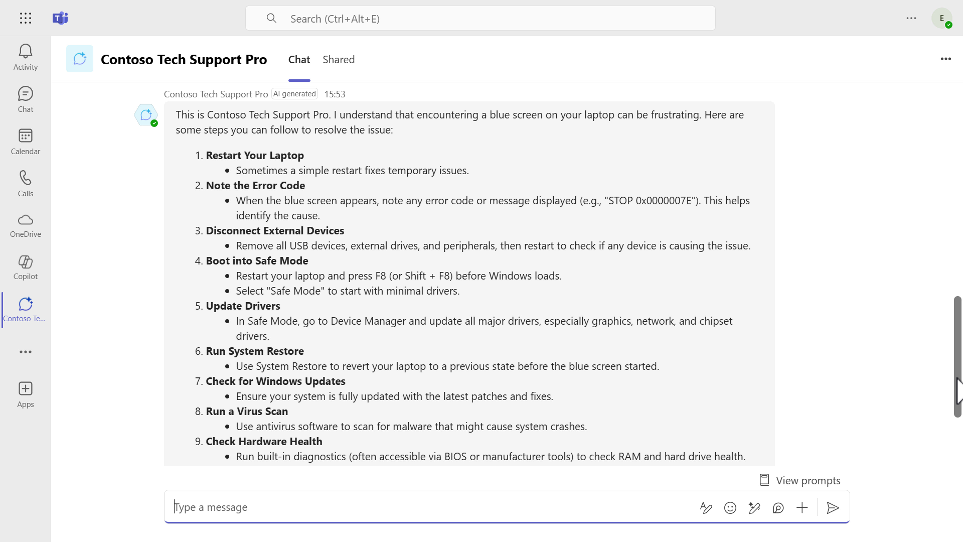 Response in Teams