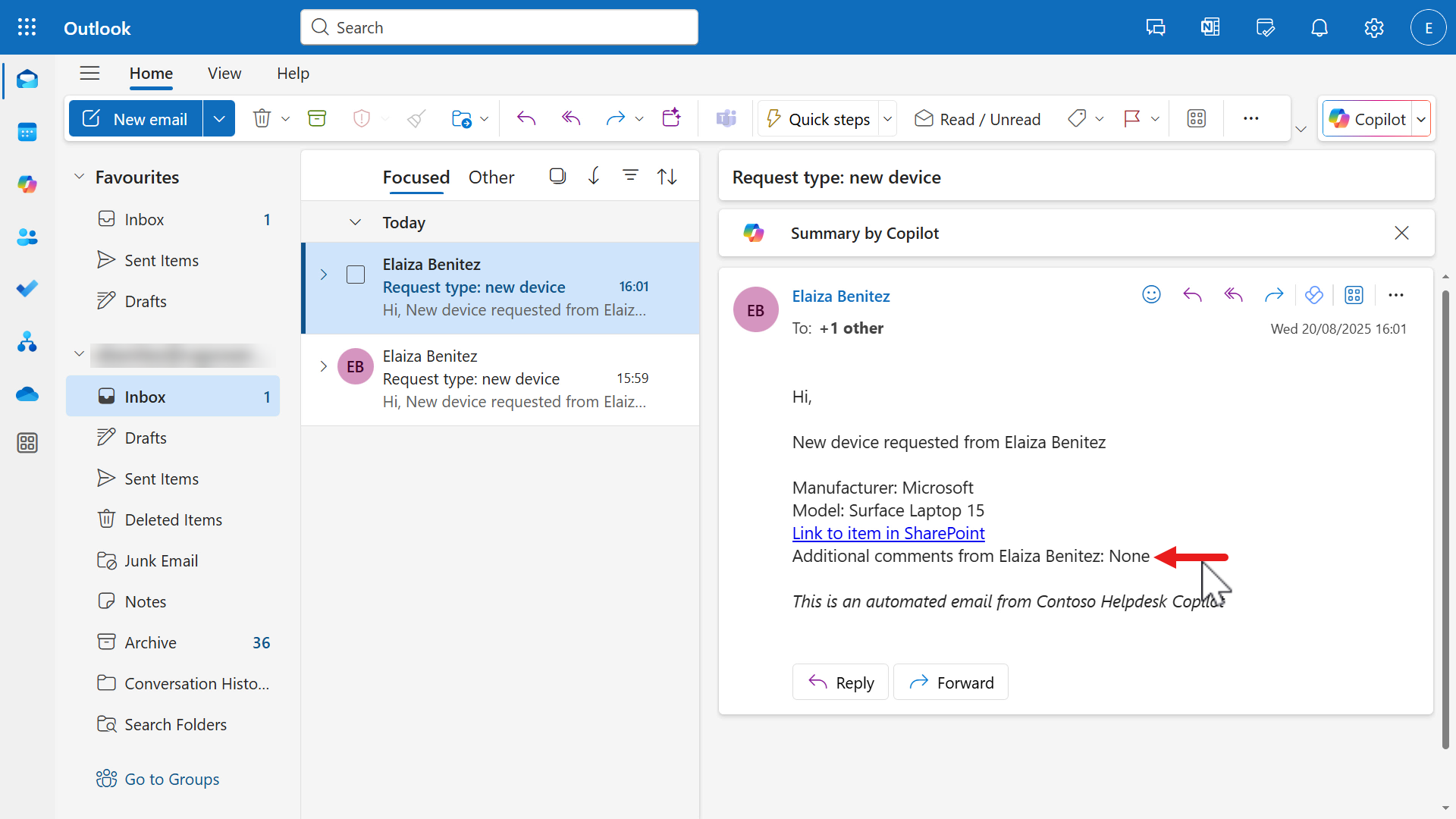 Email received