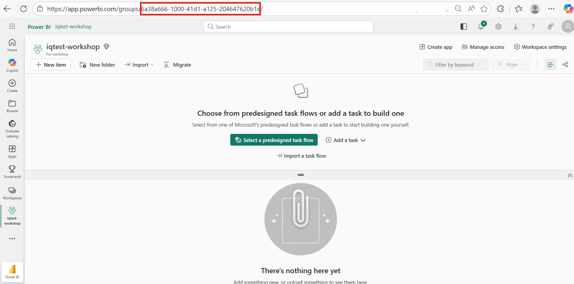 Copy workspace ID from URL