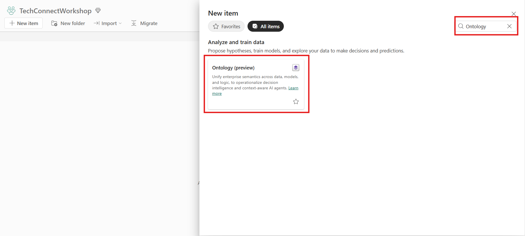 Select ontology item