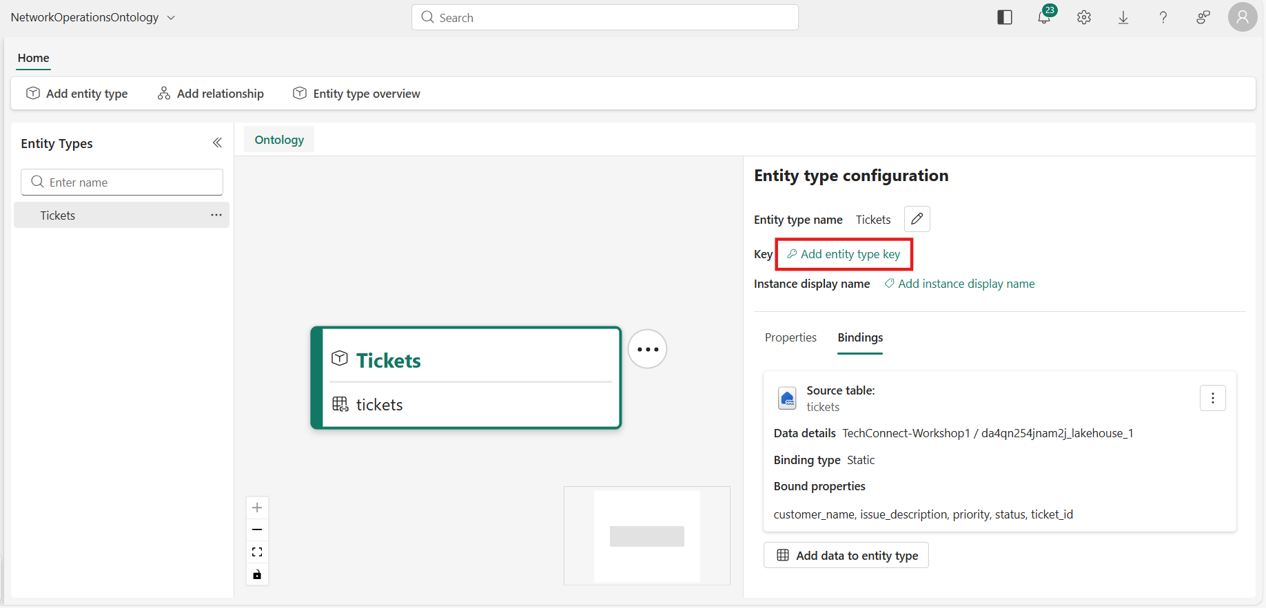 Tickets entity type key
