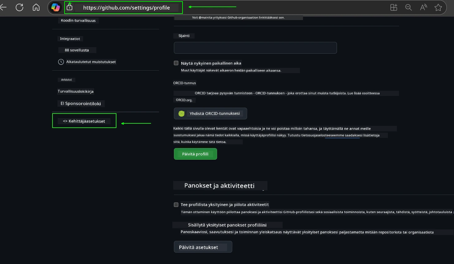 Kehittäjäasetukset