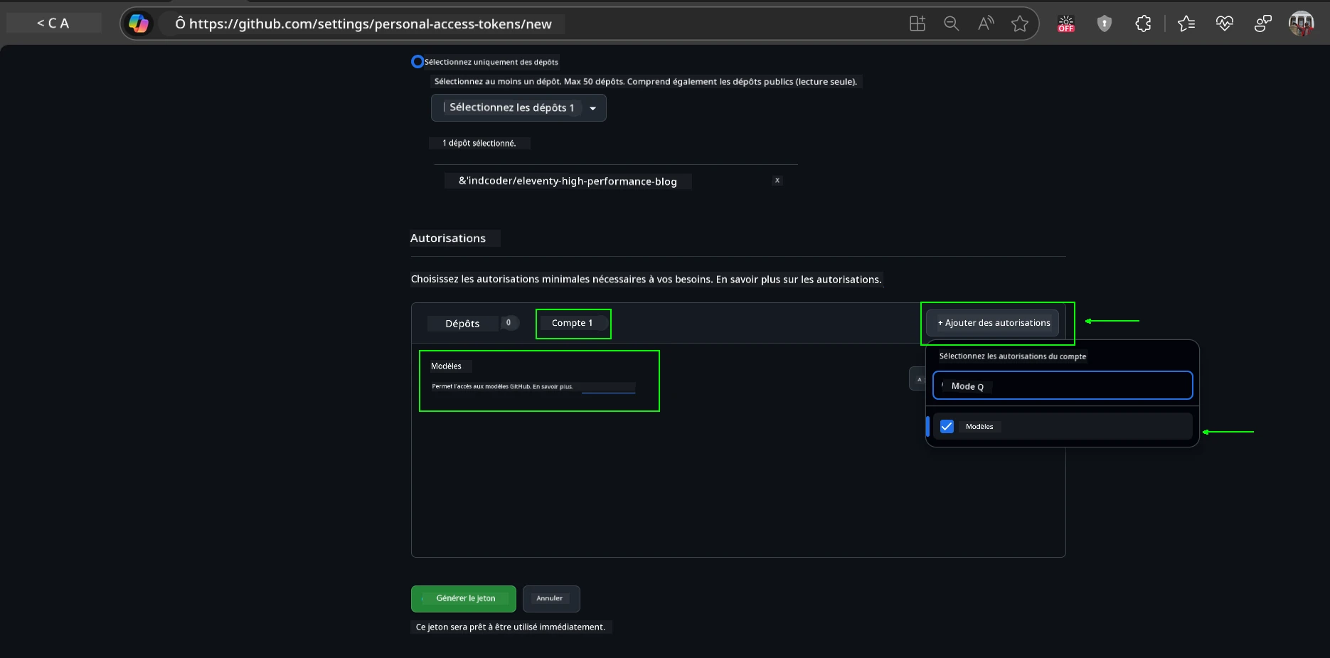 Ajouter la permission Models