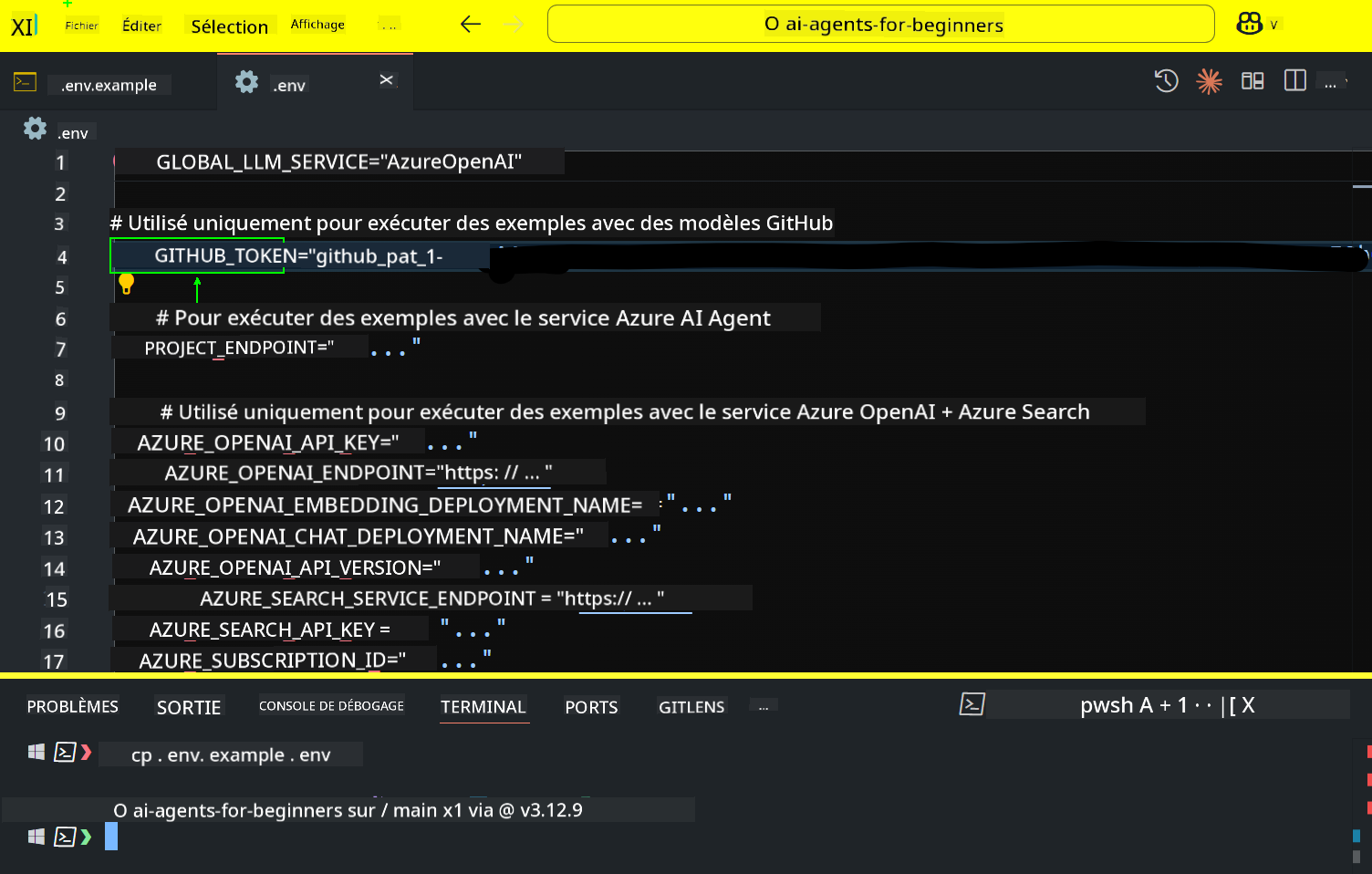 Champ du jeton GitHub