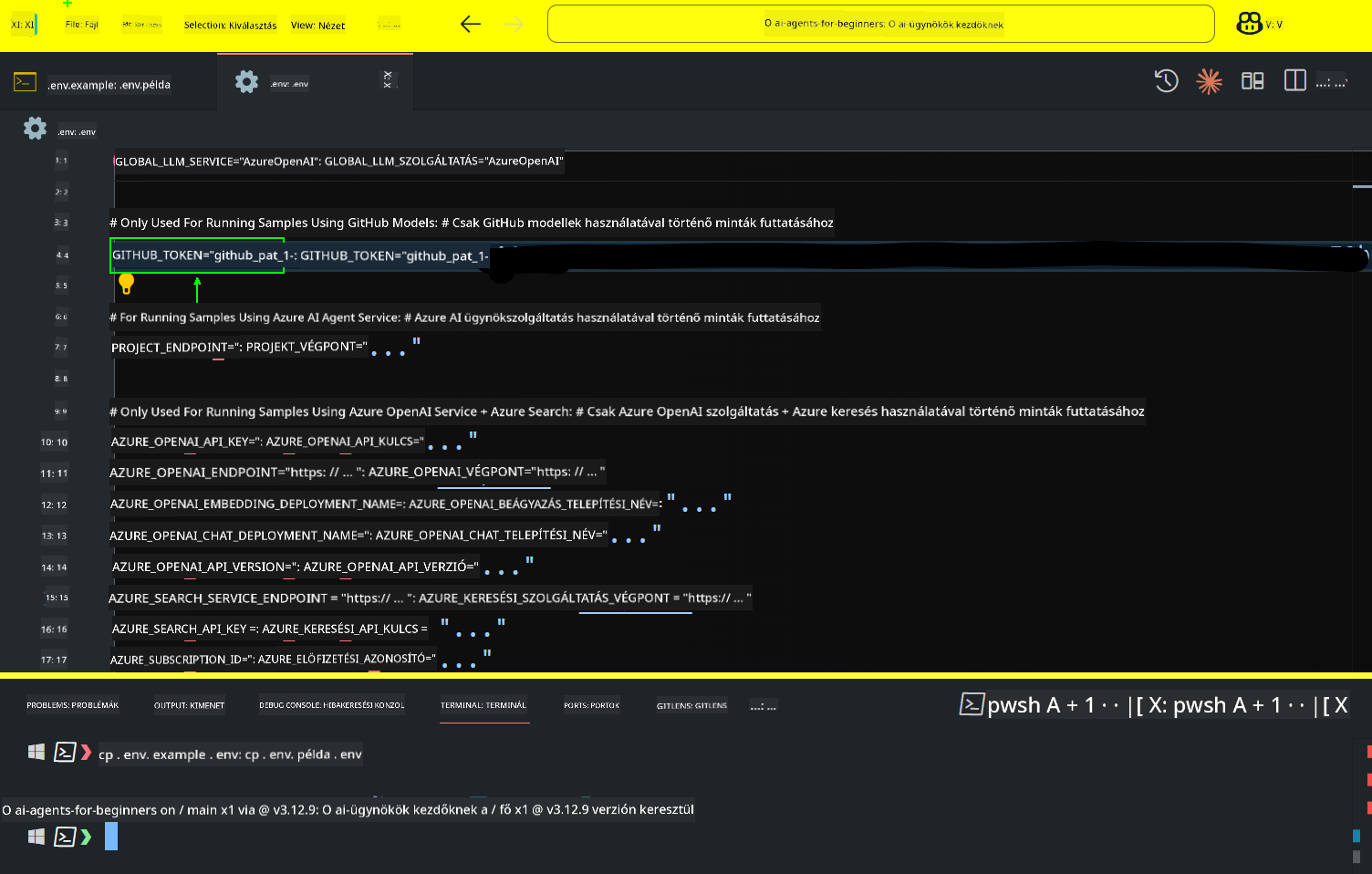 GitHub Token mező