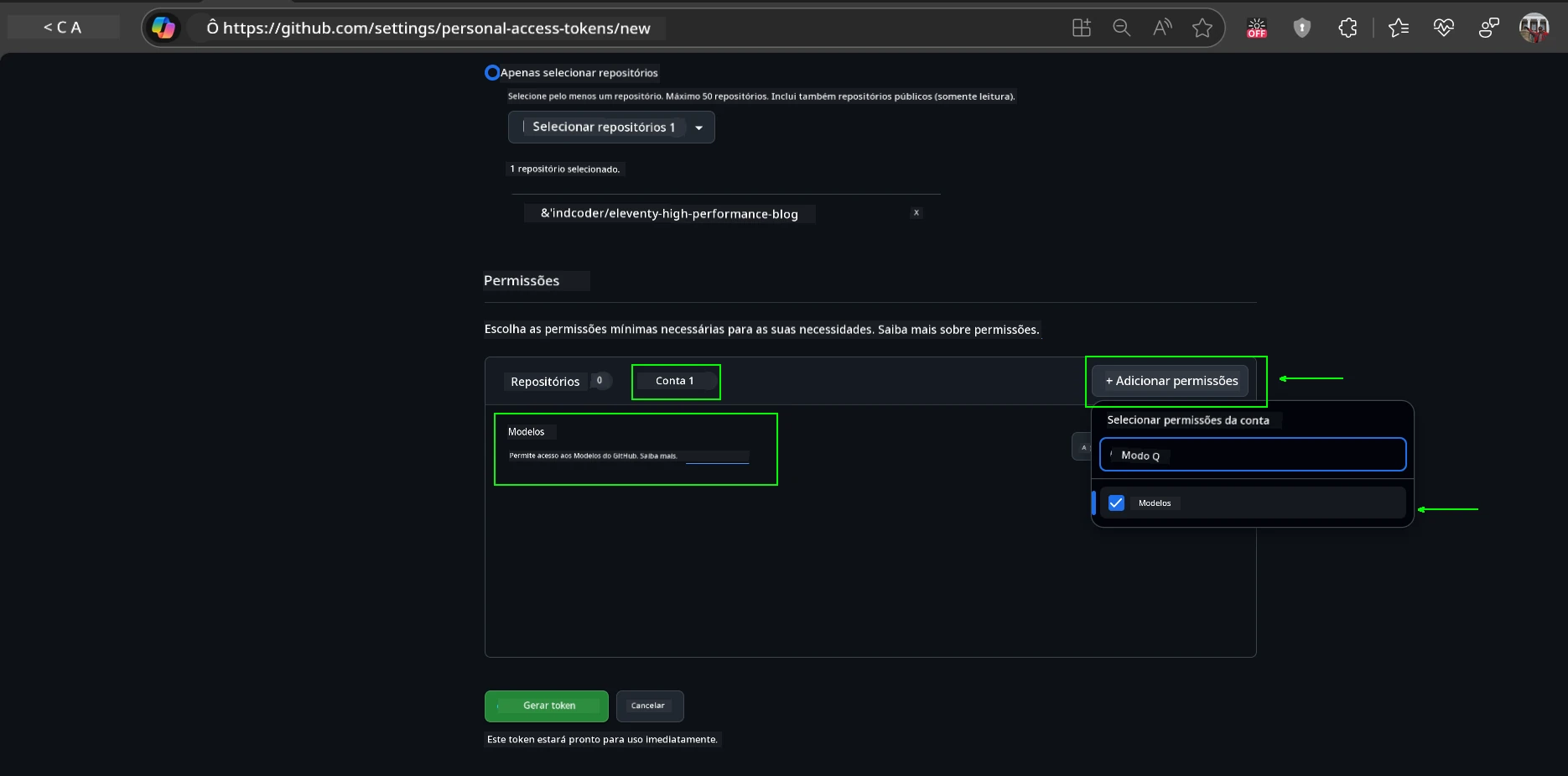 Adicionar Permissão de Modelos