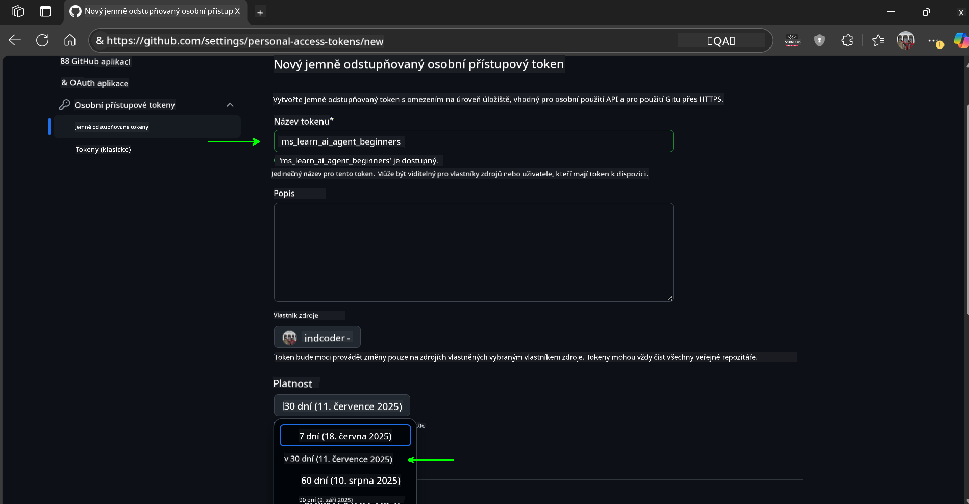 Token Name and Expiration