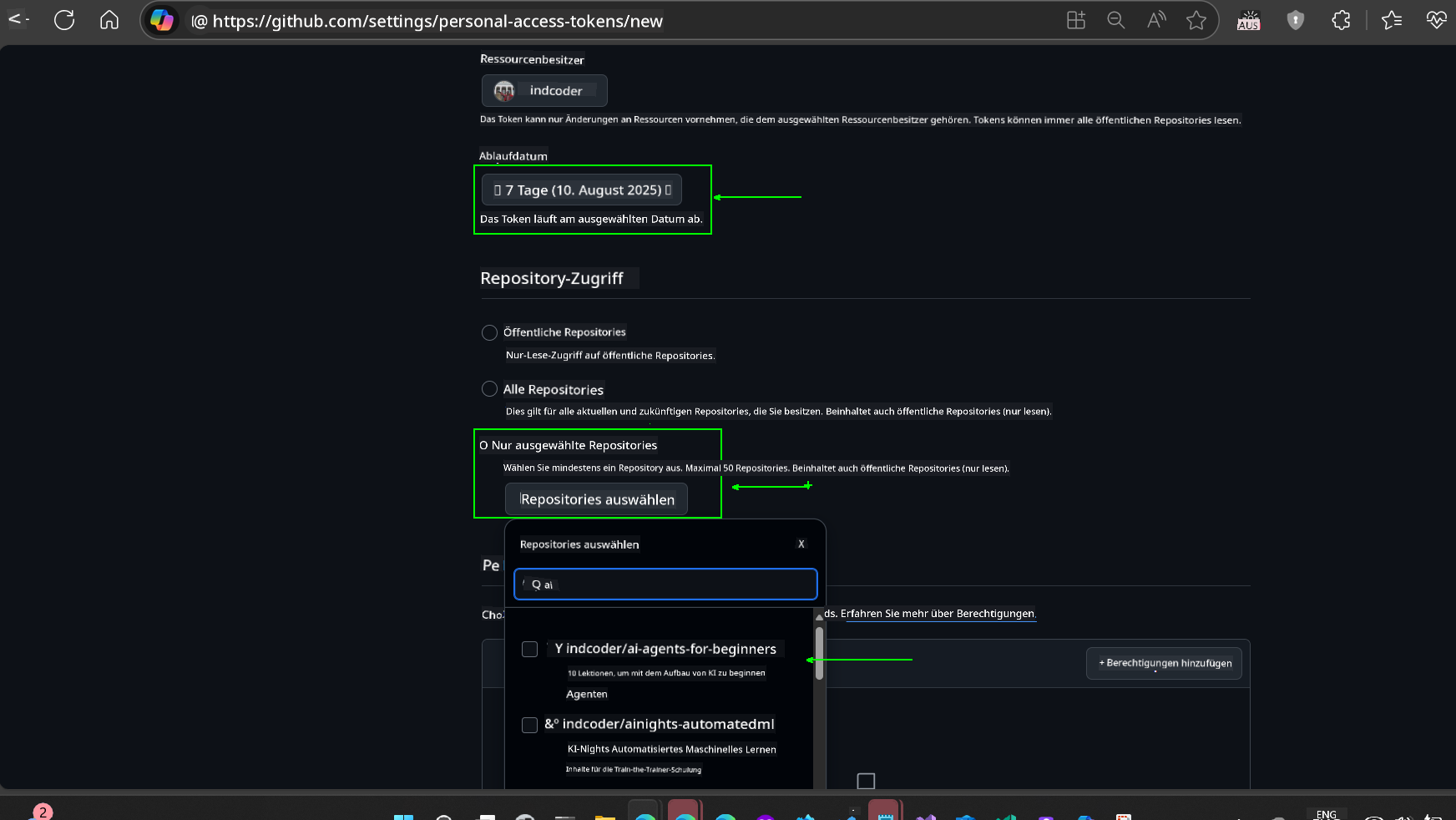 Geltungsbereich auf Fork-Repository beschränken