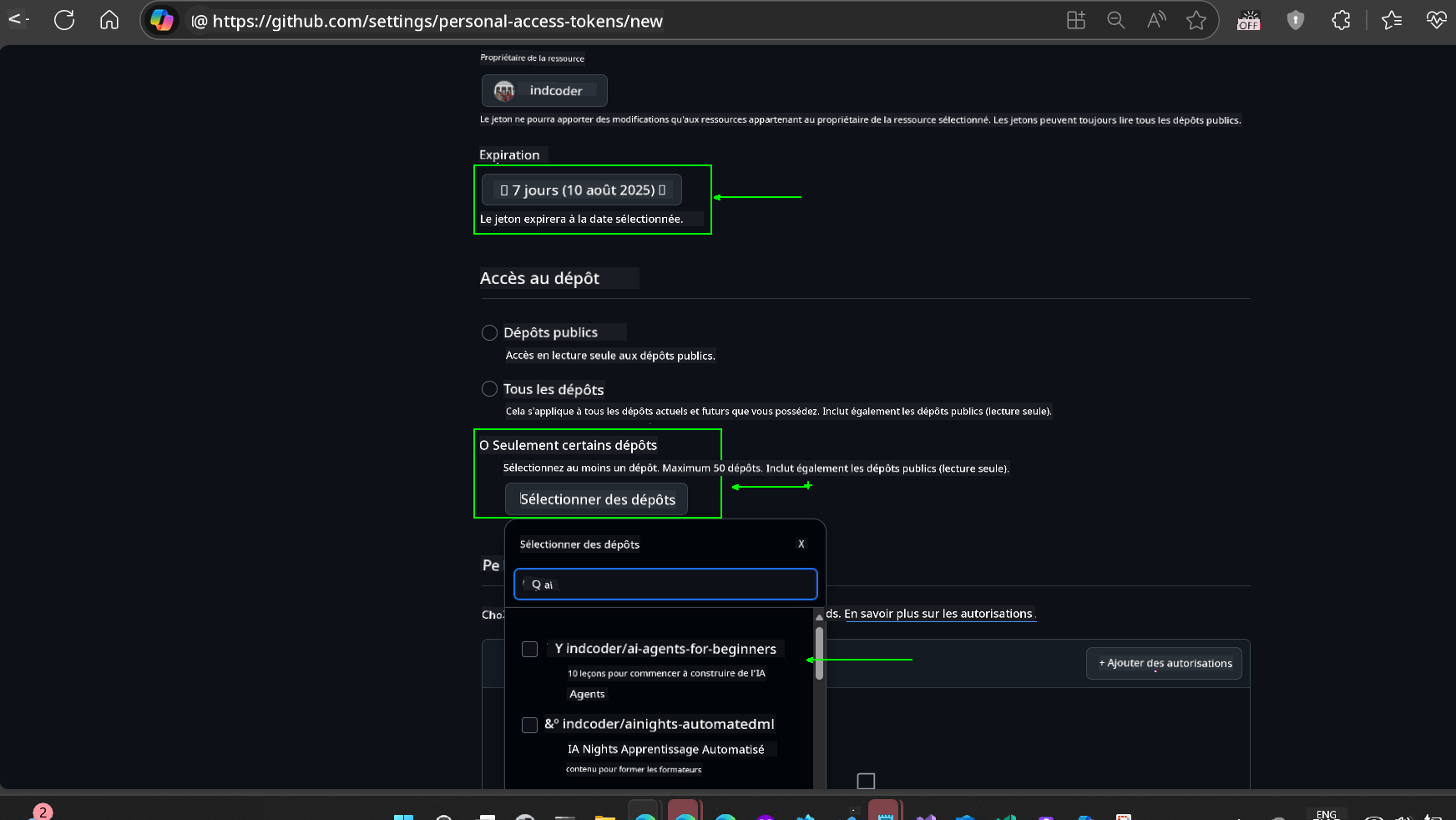 Limiter la portée au dépôt forké