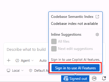 An image showcasing the sign-in button for GitHub Copilot
