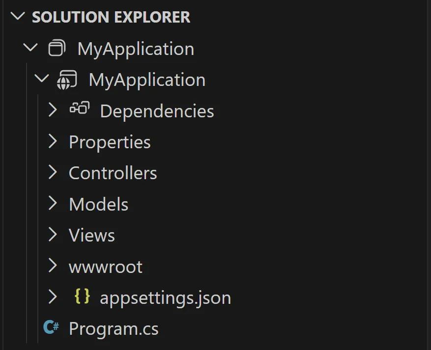 VS Code のソリューション エクスプローラー
