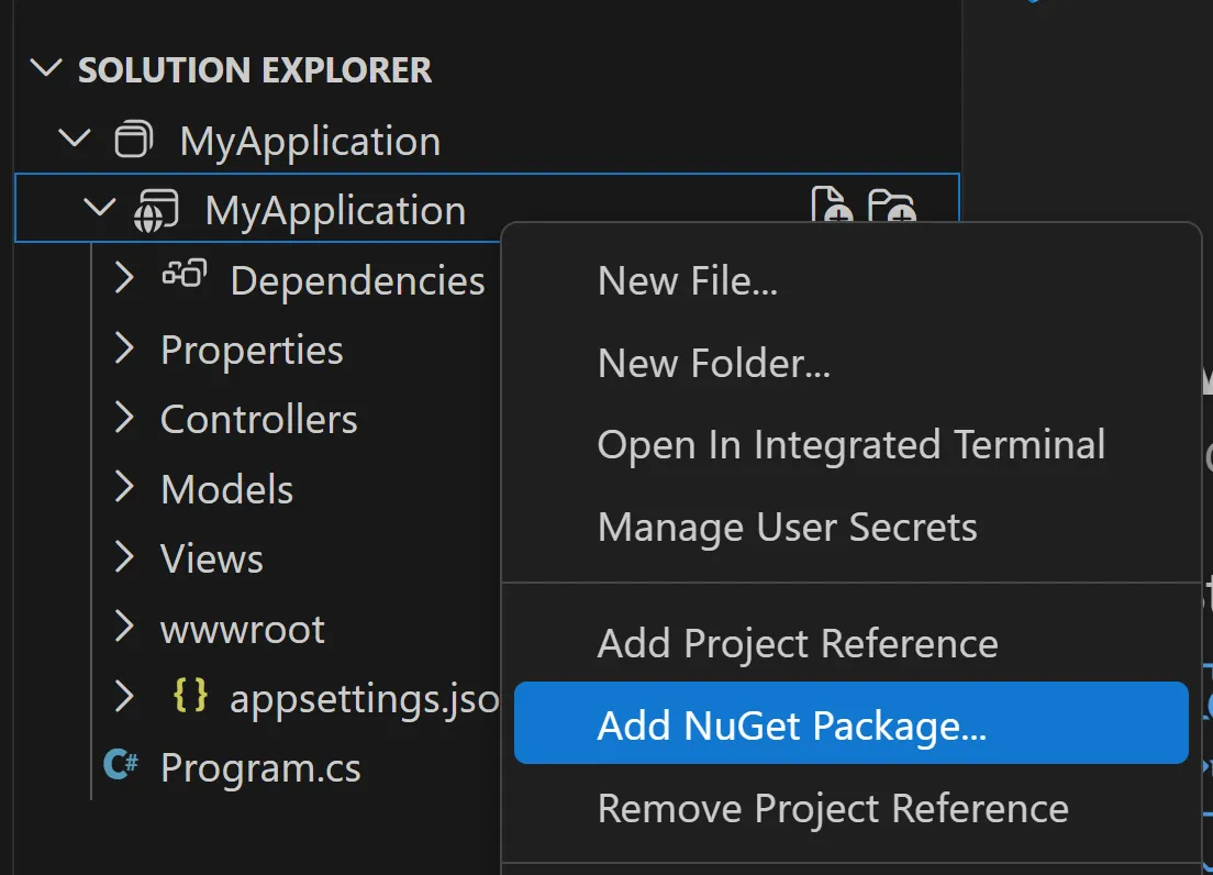 VS Code の NuGet パッケージ管理 UI