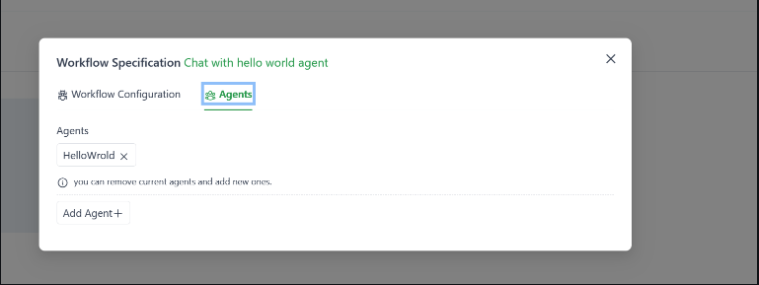 Use the hello world agent in workflow