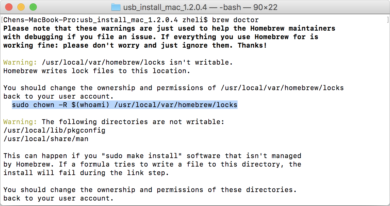 Homebrew doctor