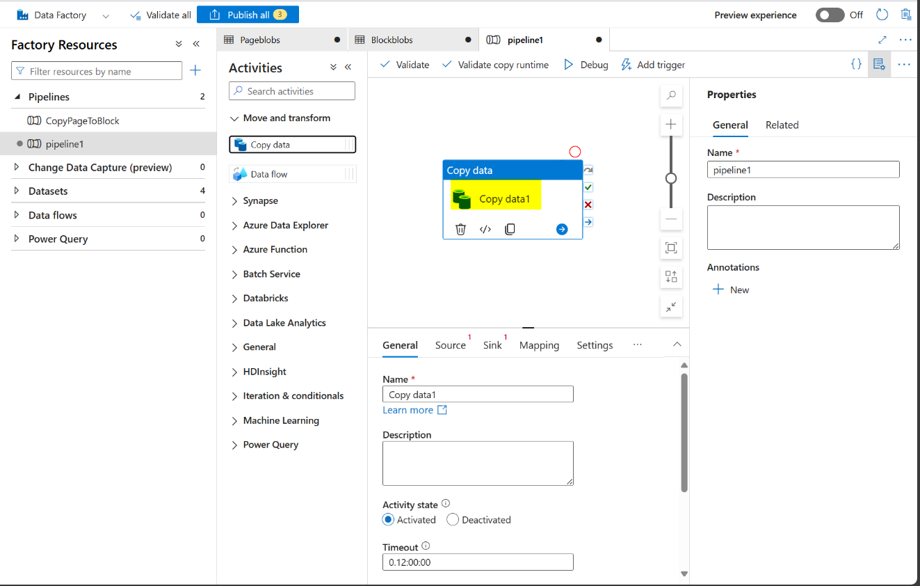 Azure Data Factory를 이용하여 Page Blob 또는 Append Blob을 Block Blob 으로 변환하기 ...